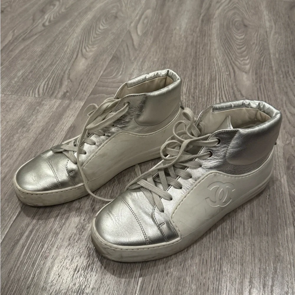 Chanel Silver High-Top Sneakers for Women - Picture 3 of 3